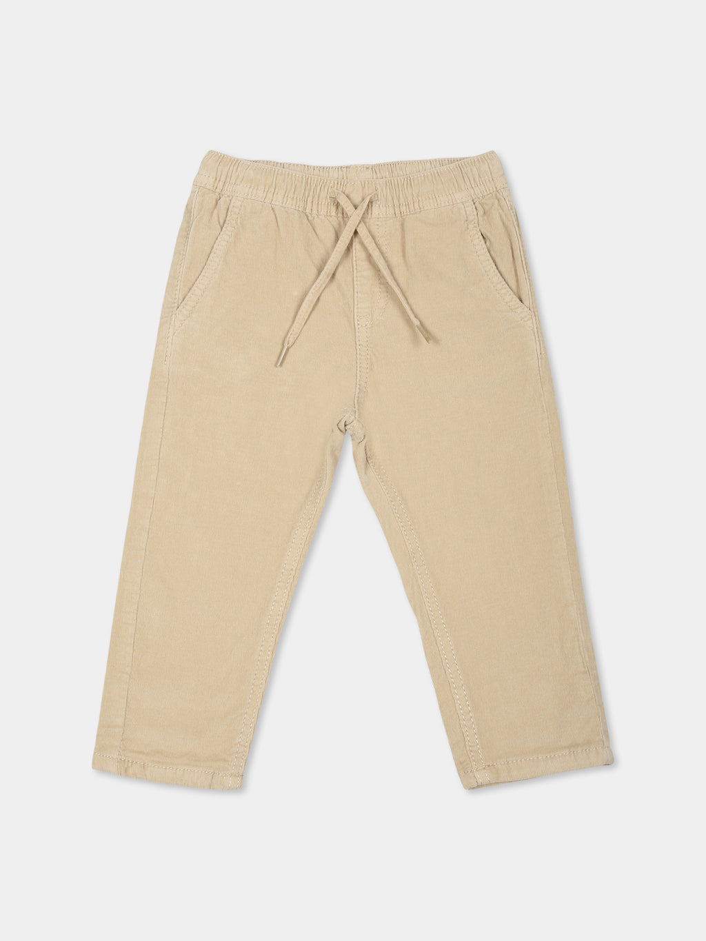 Beige trousers for baby boy with patch