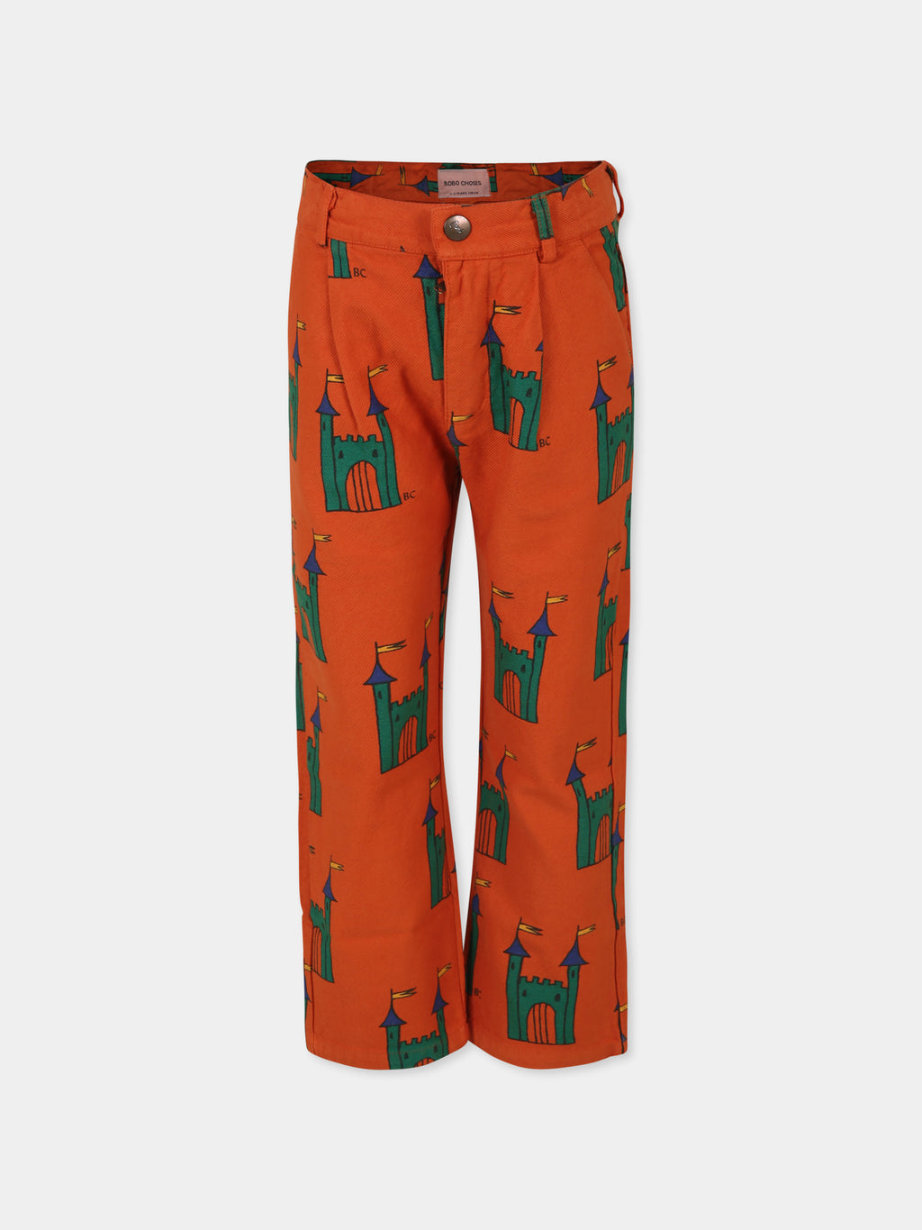 Orange jeans for kids with castle