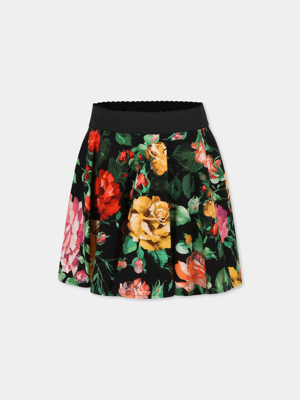 Jupe noire pour fille avec imprimé floral