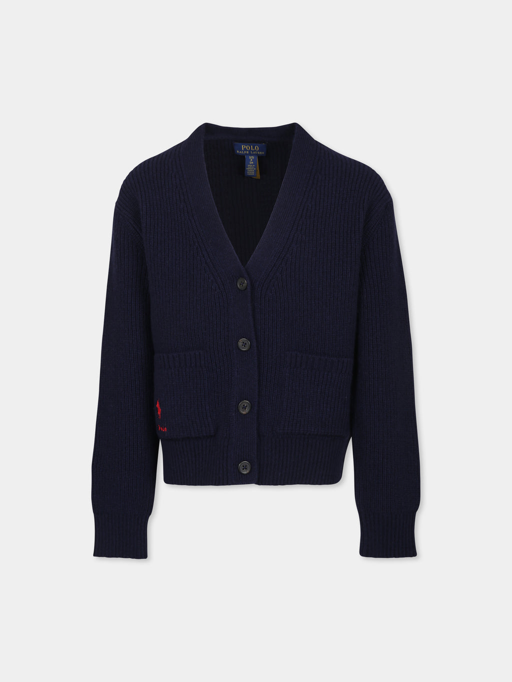 Cardigan bleu pour garçon avec cheval