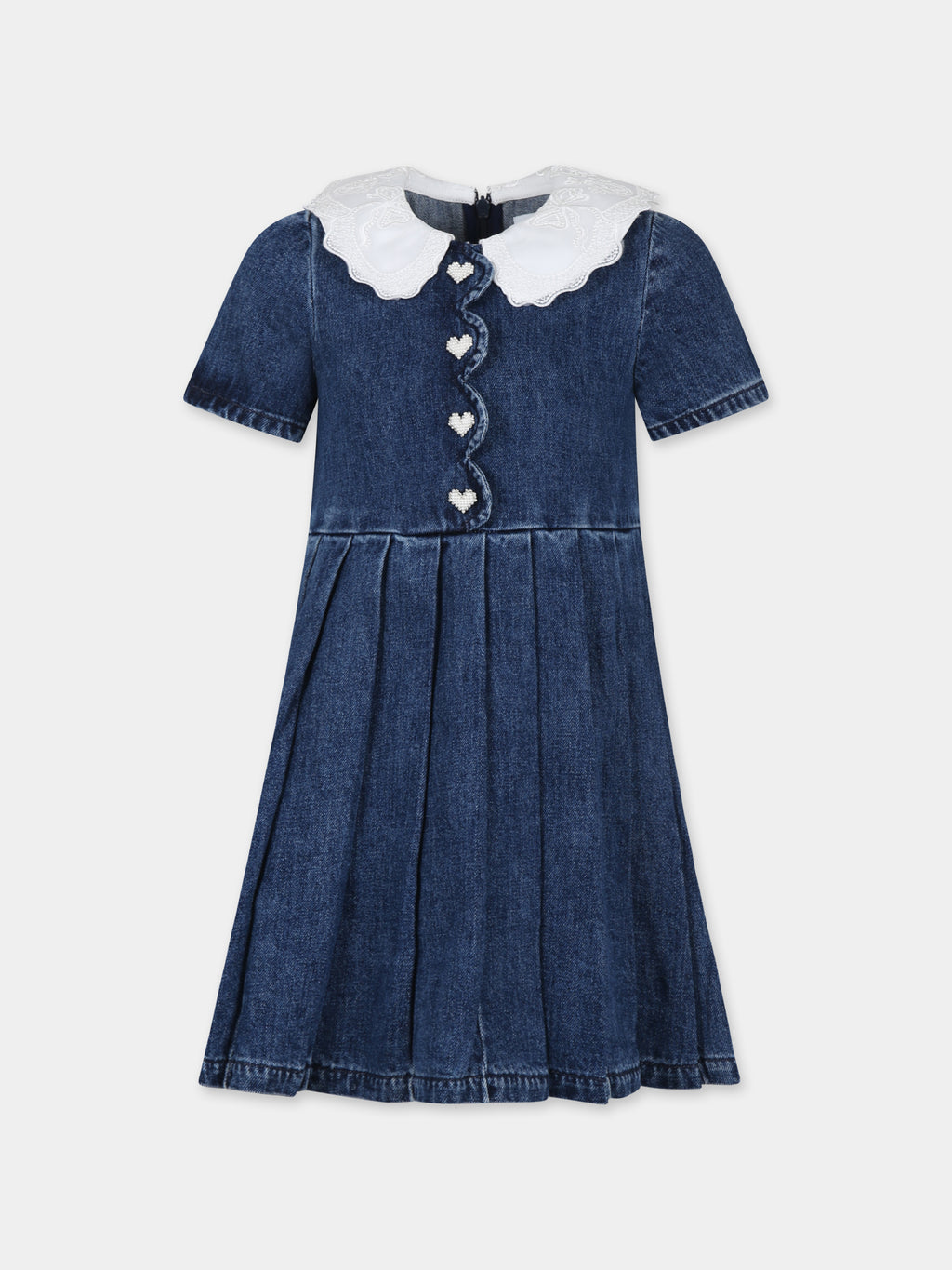 Blue dress forg irl with embroidered lace