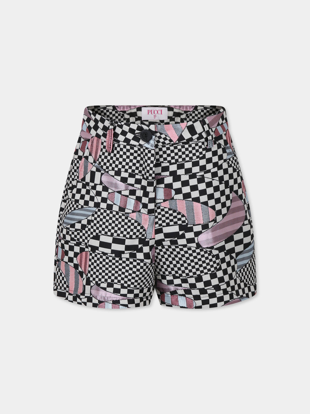 Black shorts for girl with abstract print