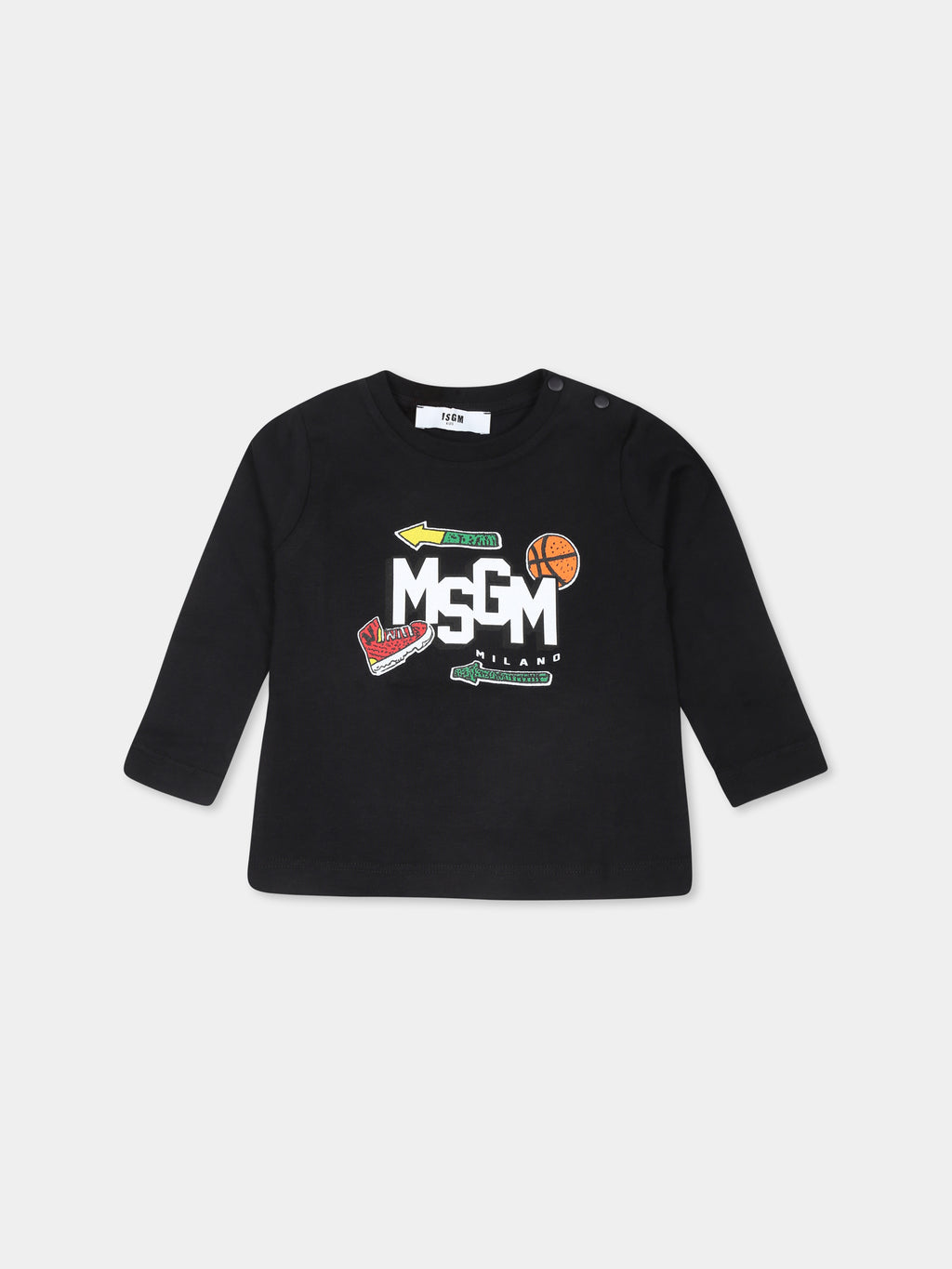 Black t-shirt for baby boy with logo