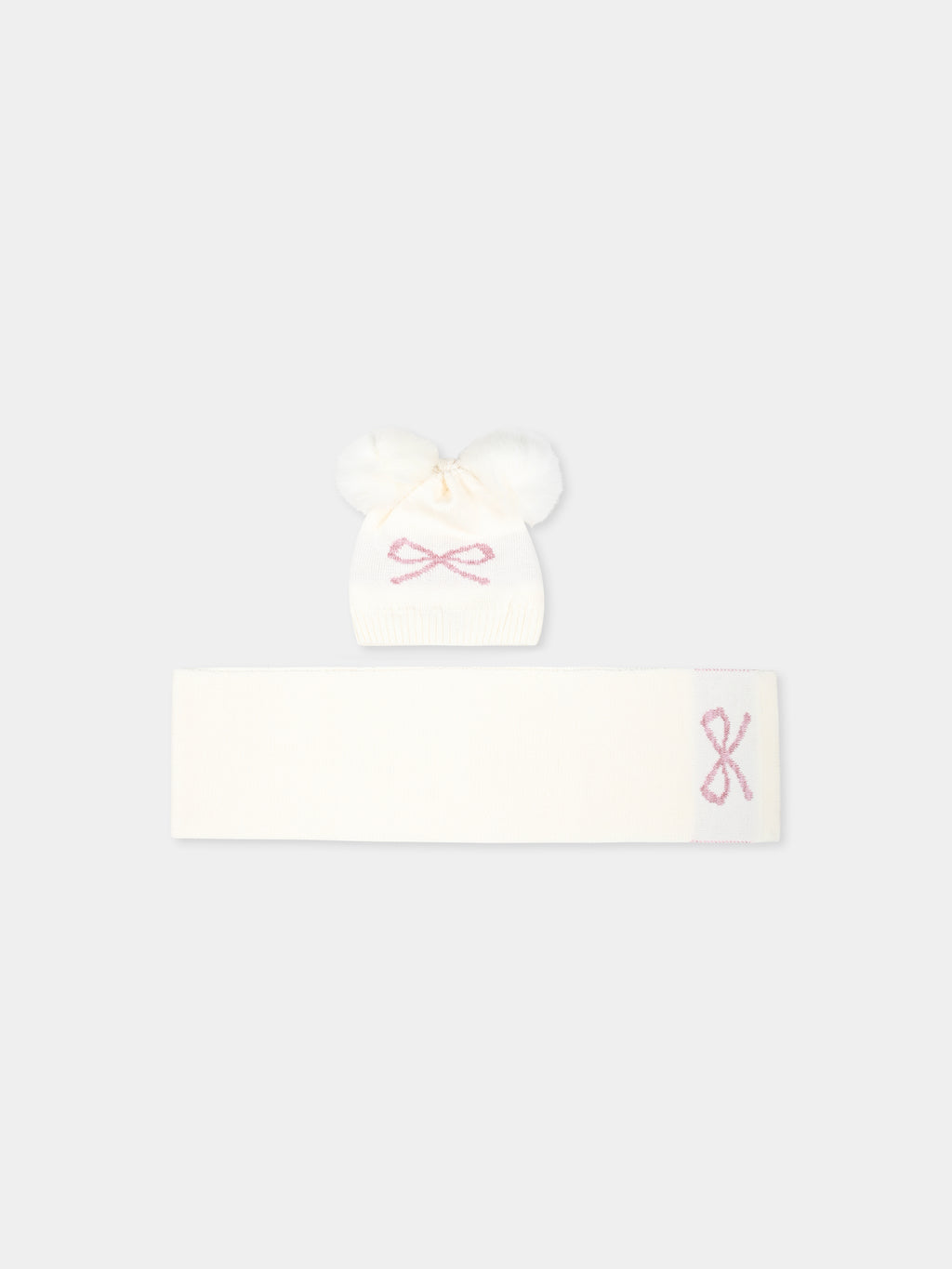 Ivory set for baby girl with bows