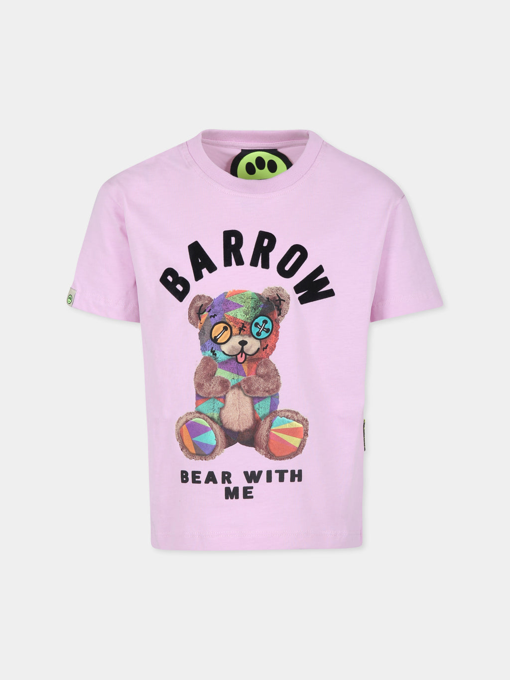 T-shirt rosa per bambini con stampa orso