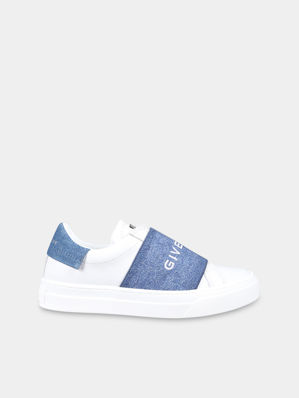 White sneakers for kids with logo