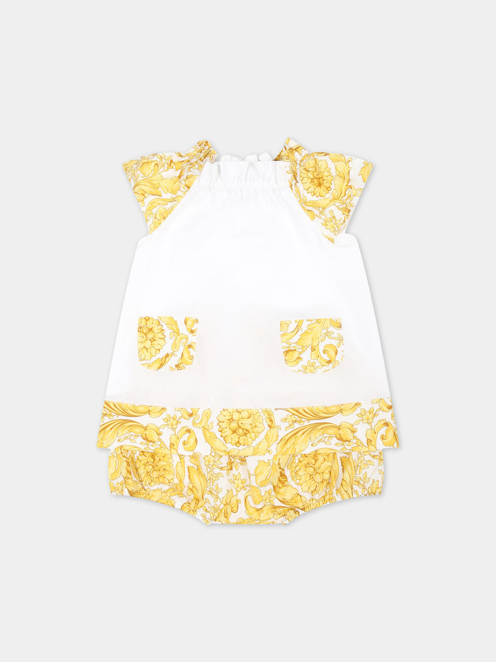 White set for baby girl with baroque print