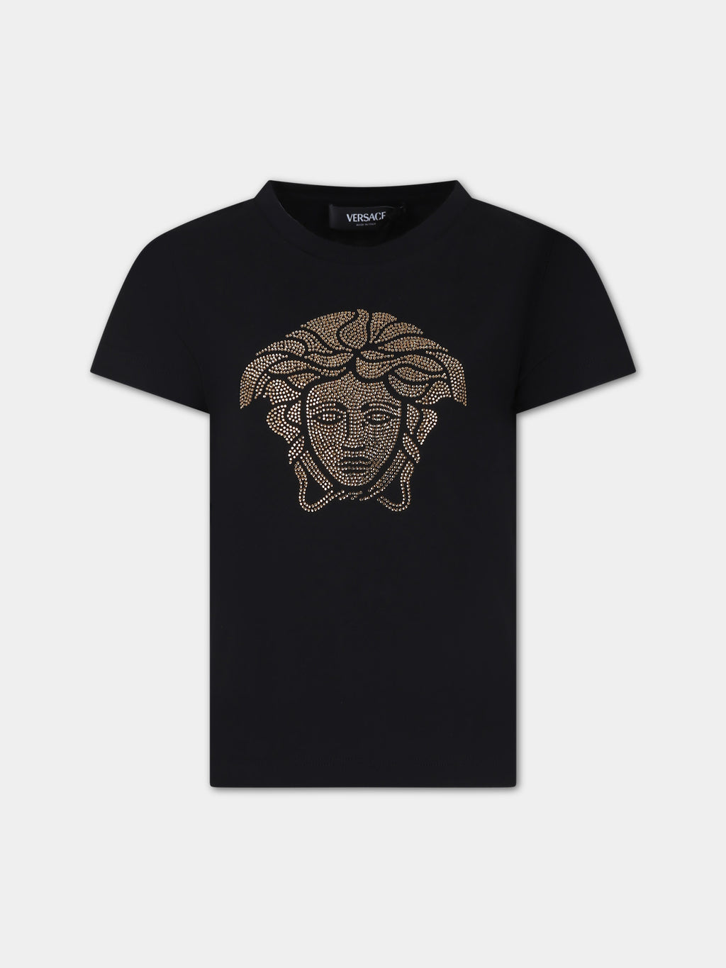 T-shirt noir pour fille avec Medusa Versace