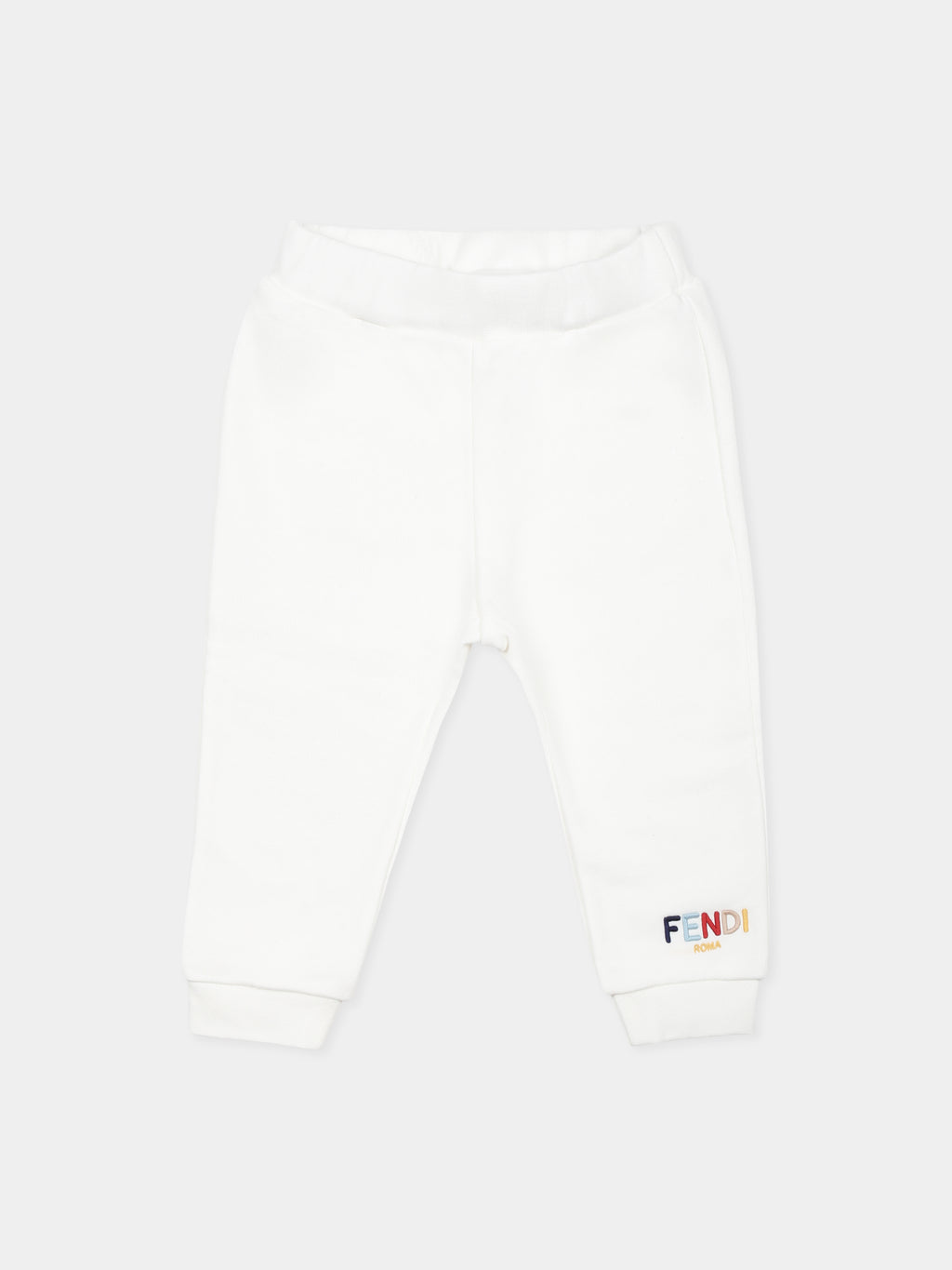 Pantaloni bianchi per neonati con logo Fendi