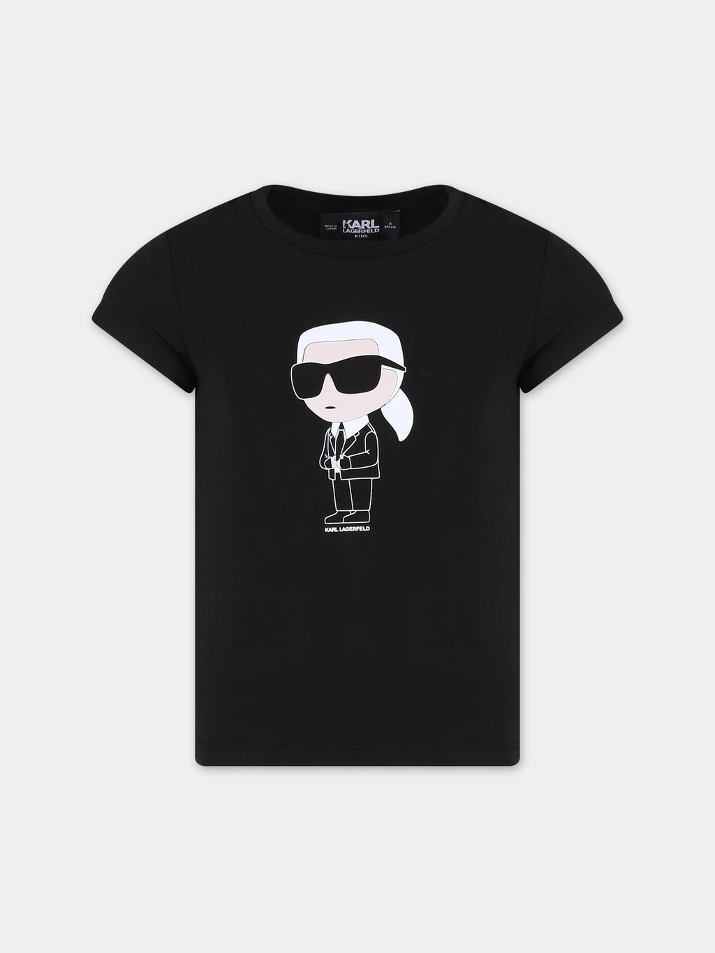 T-shirt noir pour fille avec imprimé Karl Lagerfeld et logo