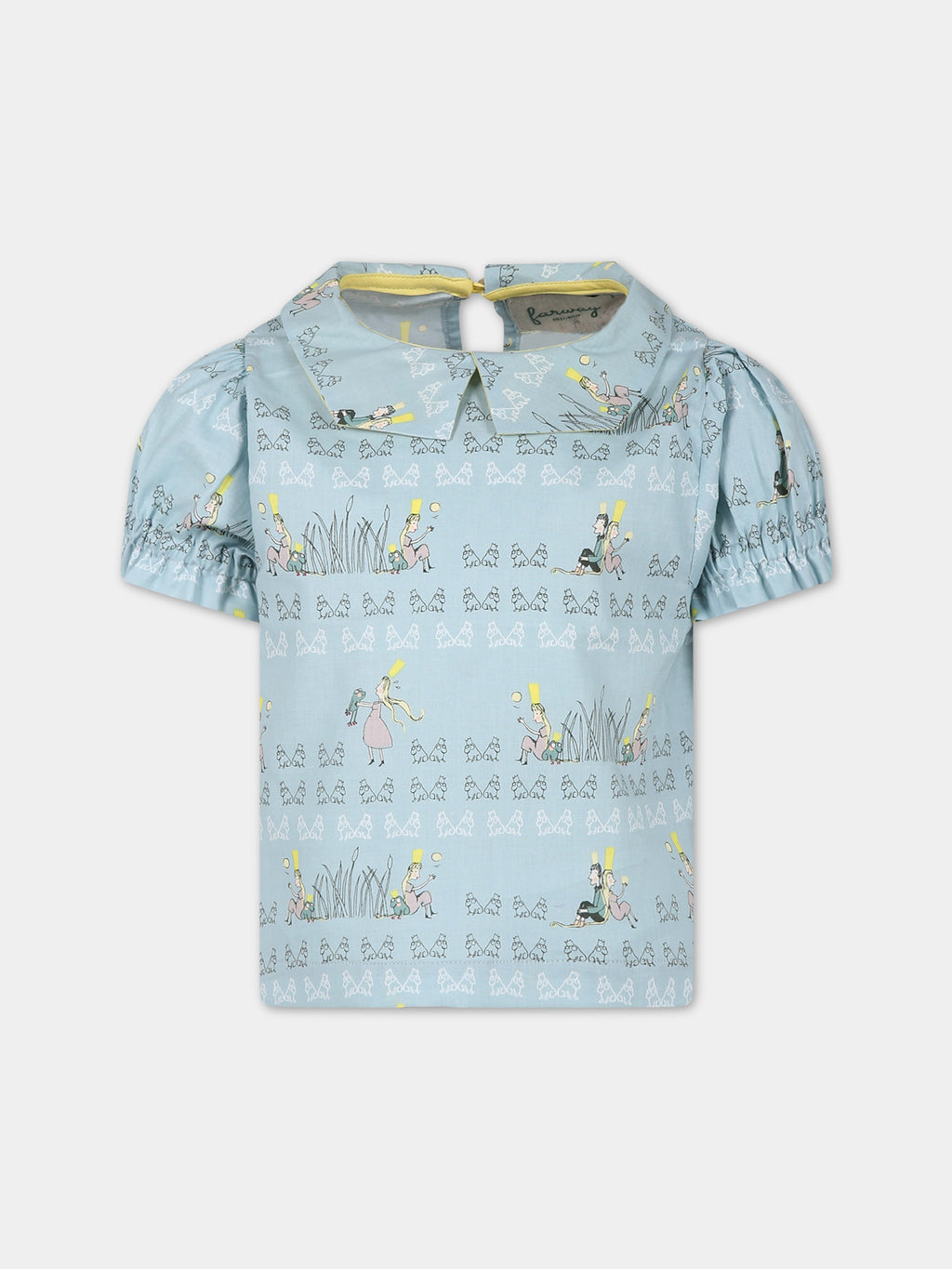 Chemise bleu ciel pour fille avec imprimé