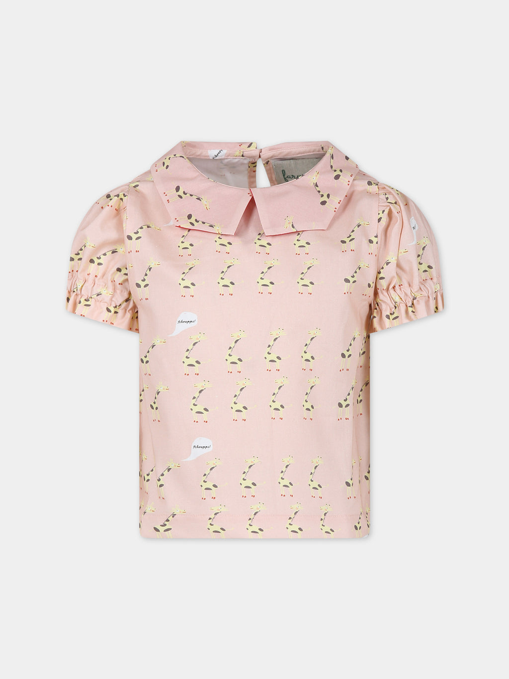 Chemise rose pour fille avec girafes
