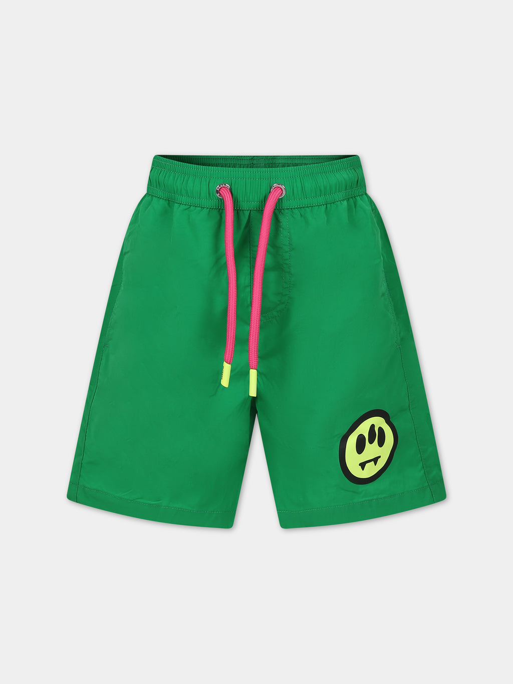 Green swim shorts for boy with smiley