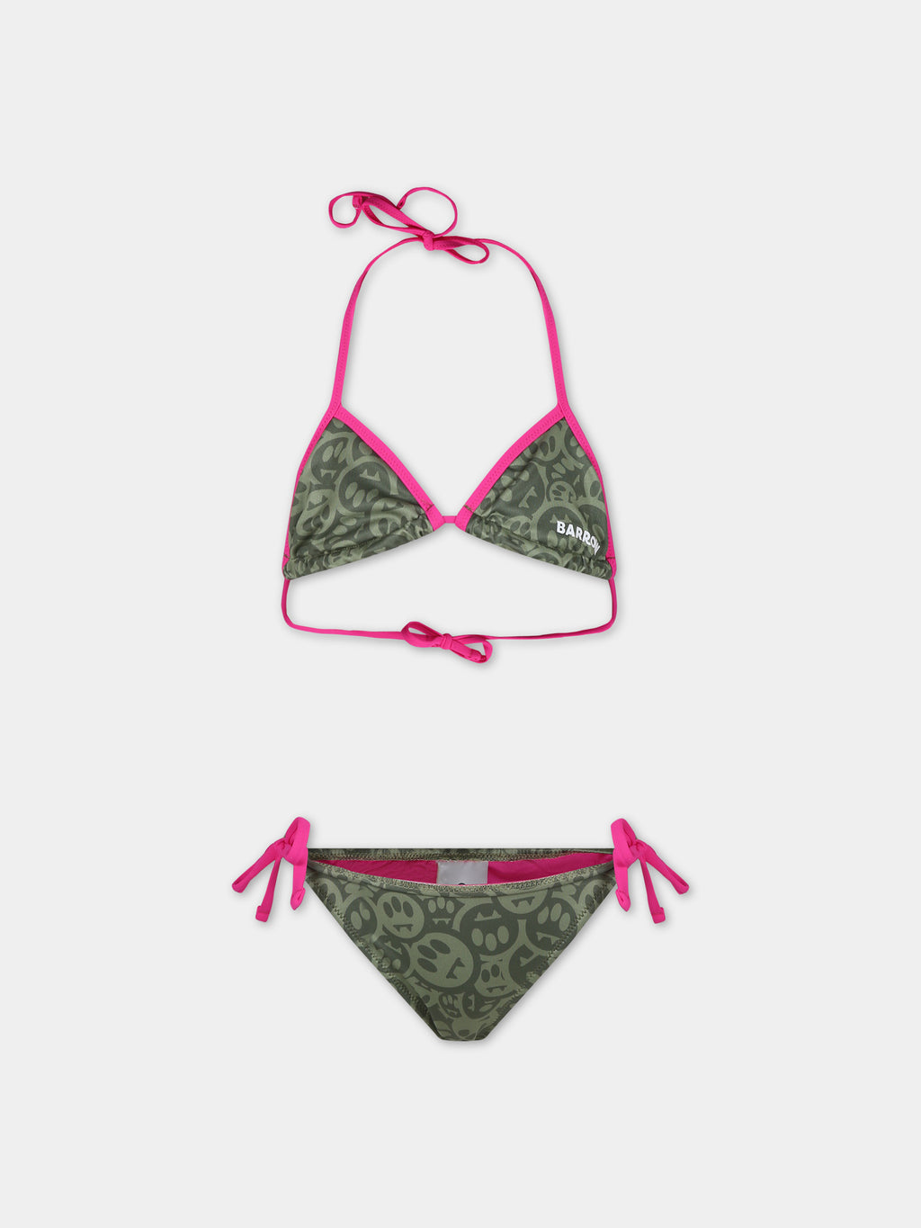 Green bikini for girl with smiley print