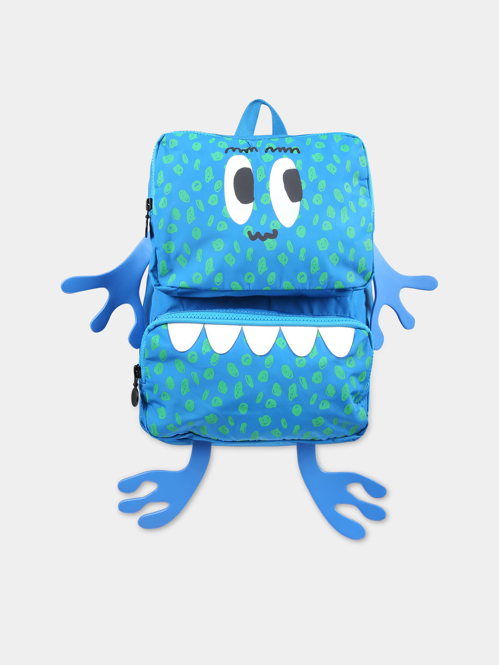 Blue backpack for boy with monster print