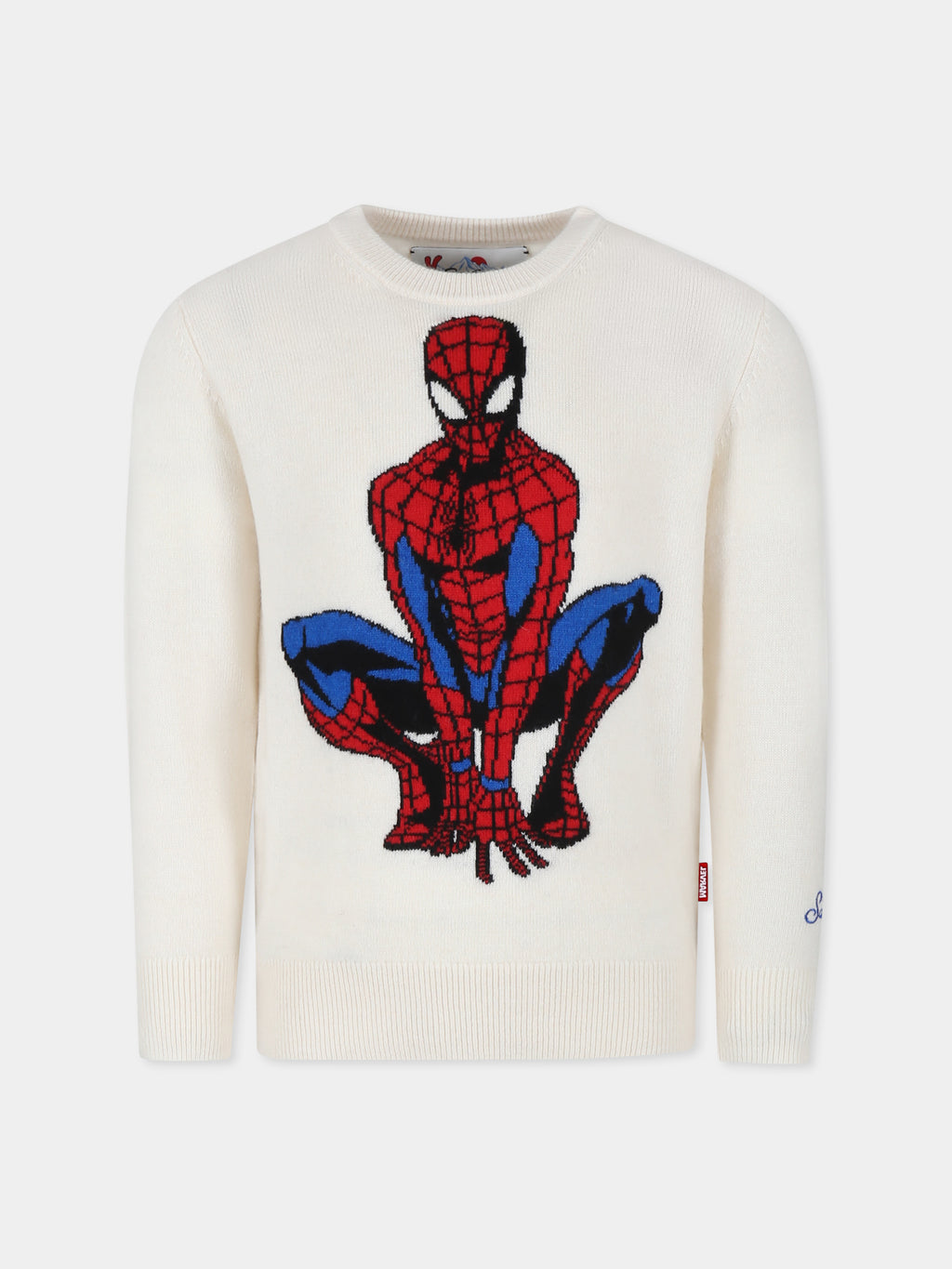 Ivory sweater for boy with Spiderman