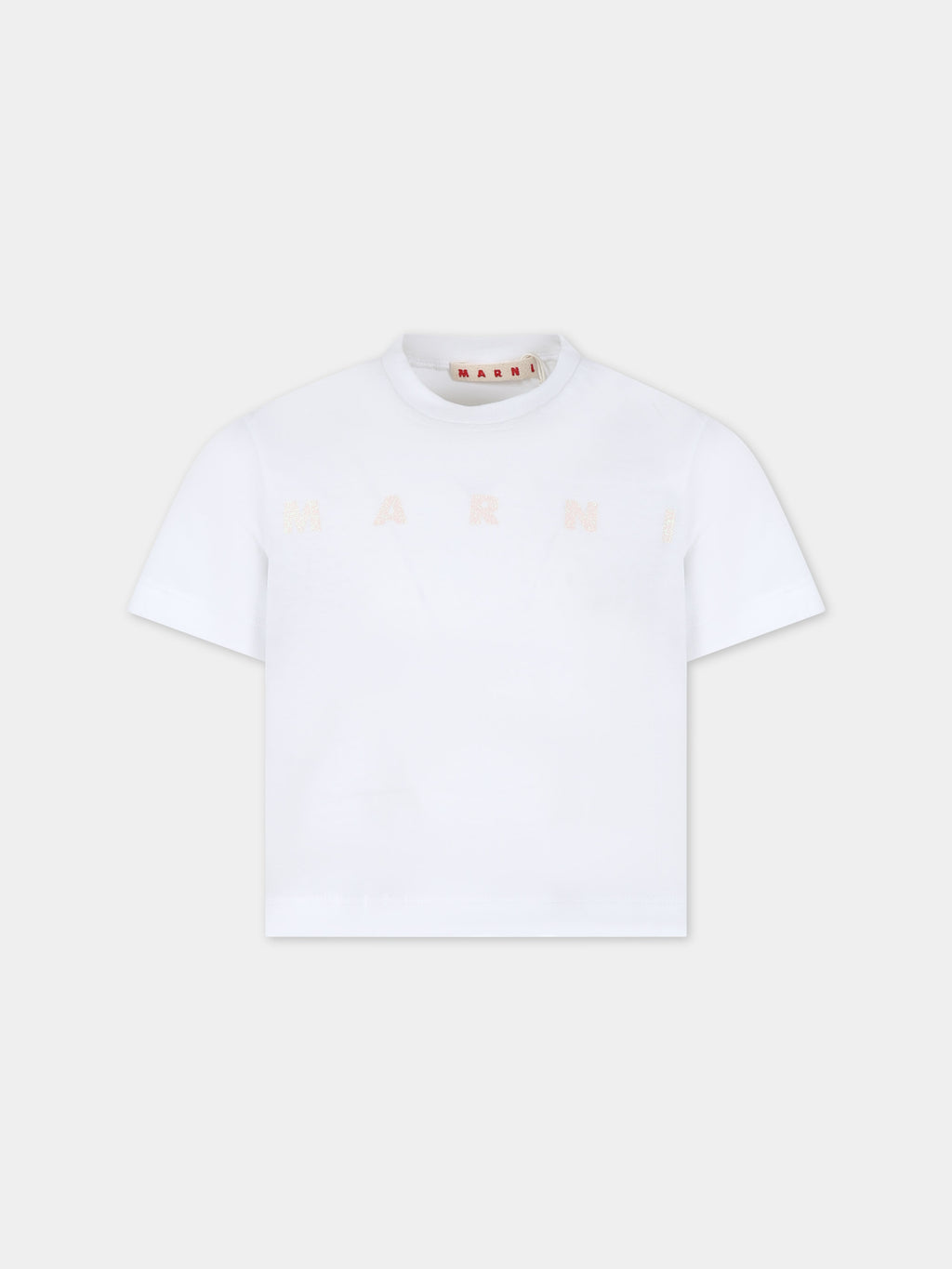 T-shirt court blanc pour fille avec logo
