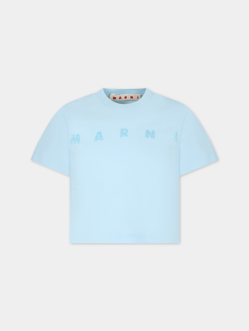 Light blue crop t-shirt for girl with logo
