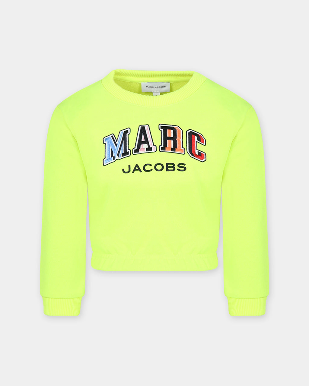 Yellow cropped sweatshirt for girl with logo