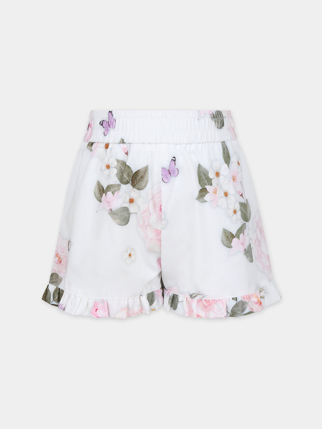 White shorts for girl with floreal print