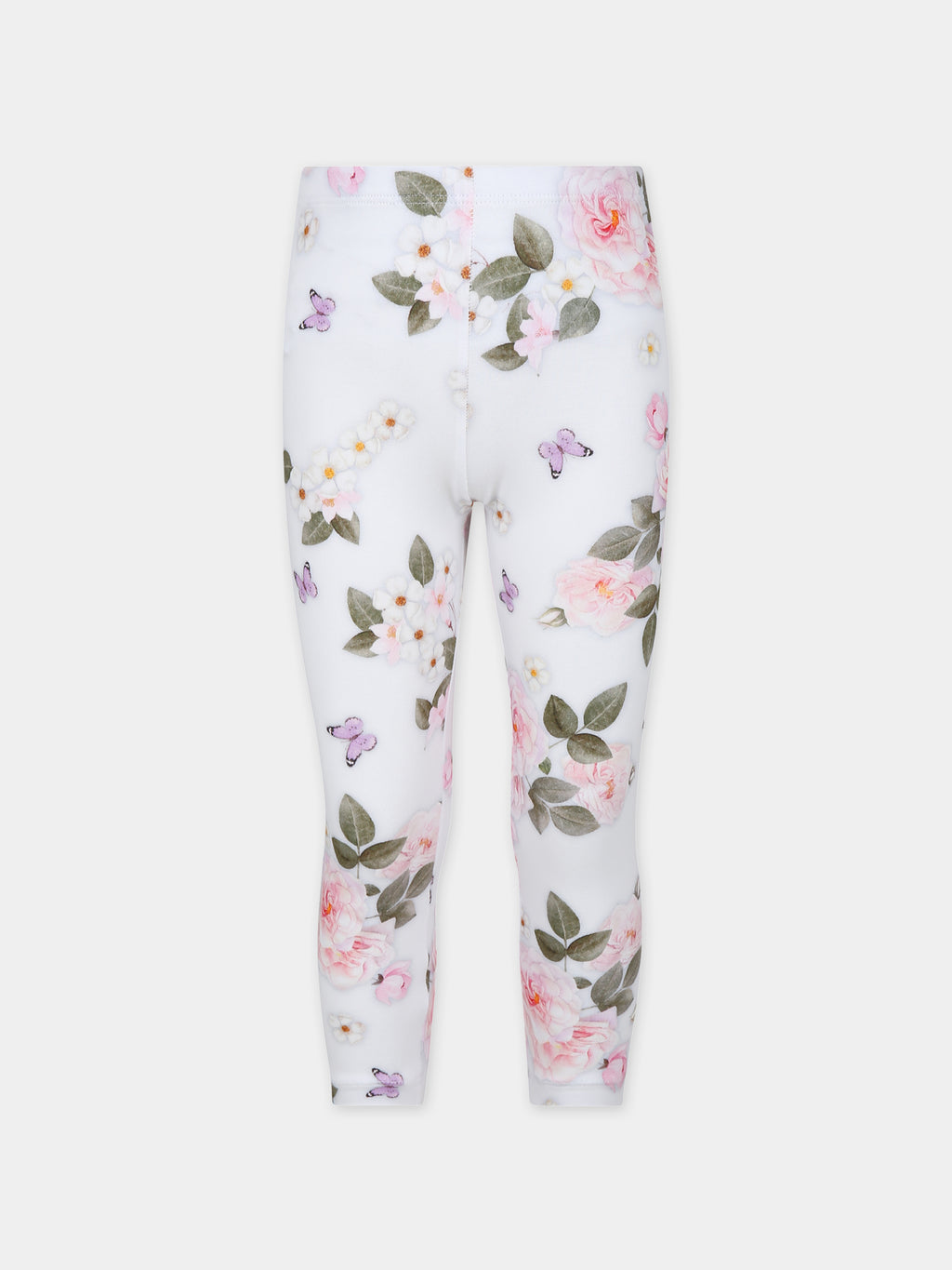 White leggingss for girl with floreal print