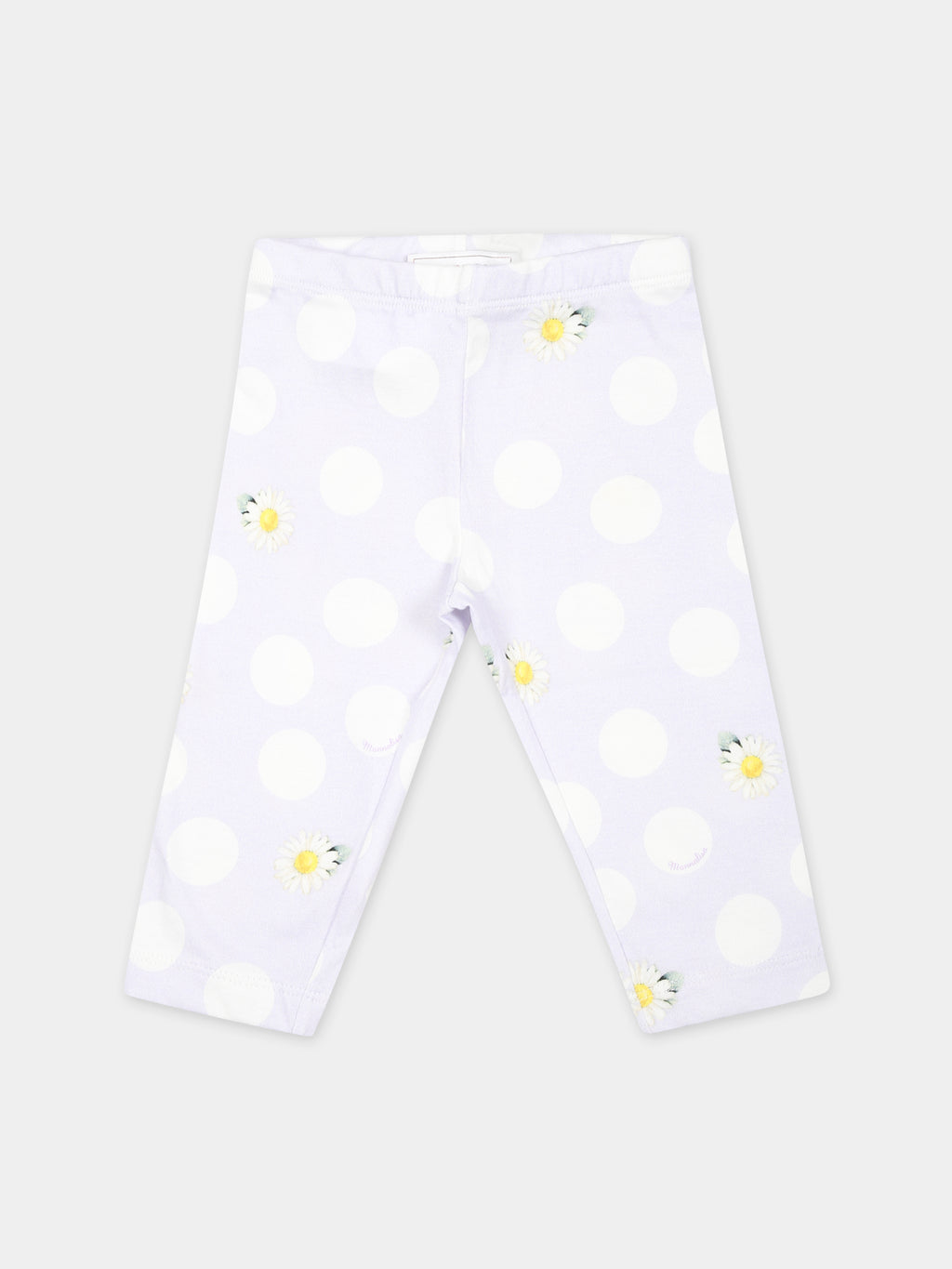 Legging violet pour bébé fille avec pois et marguerites