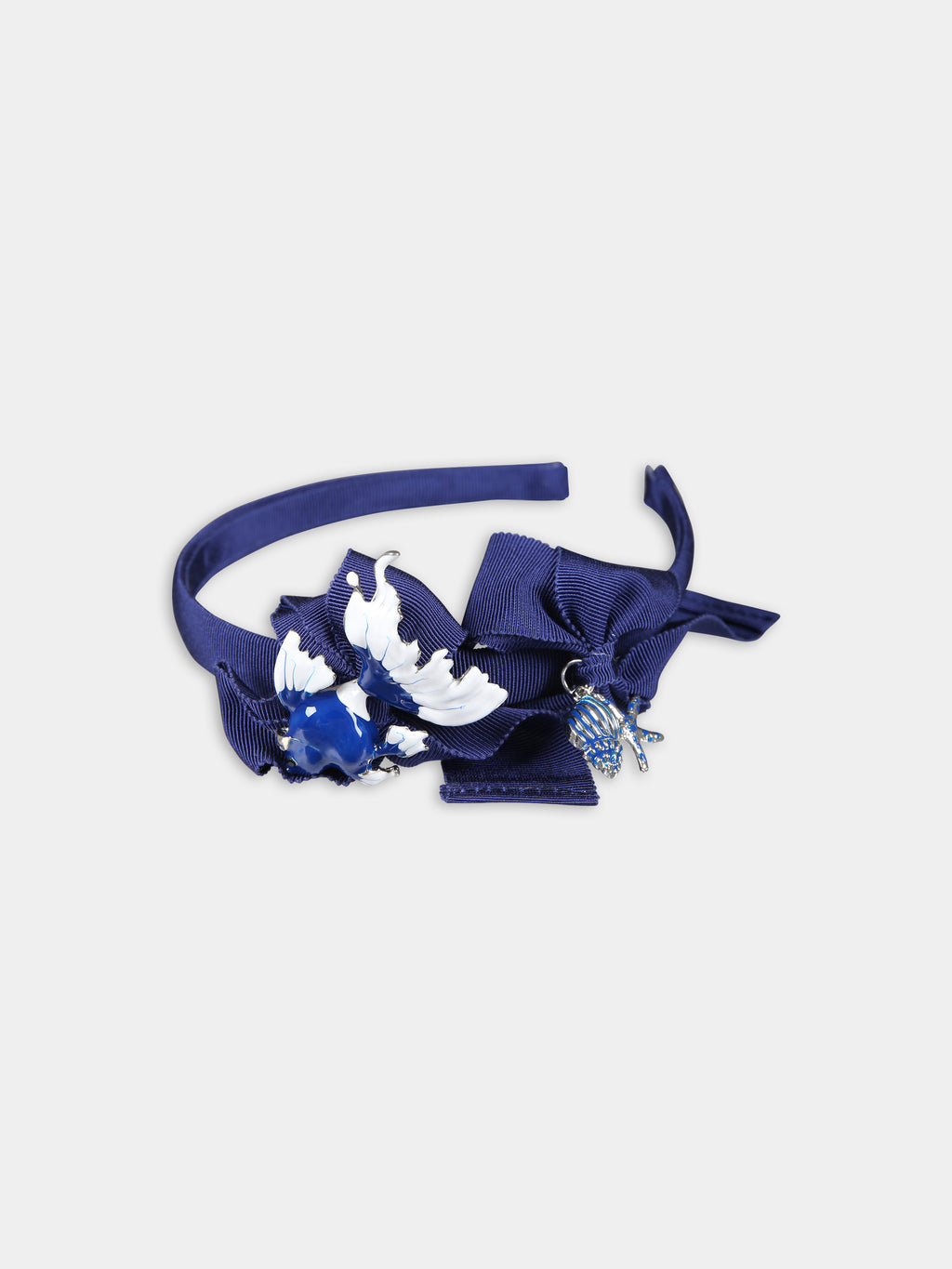 Blue headband for girl with bows