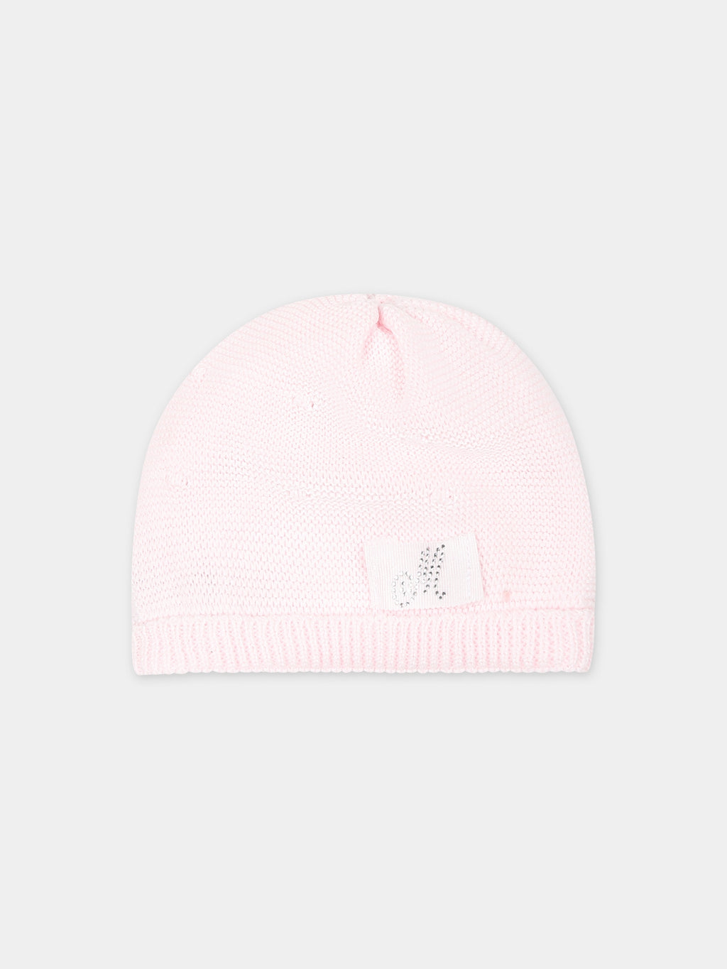 Pink hat for baby girl with logo