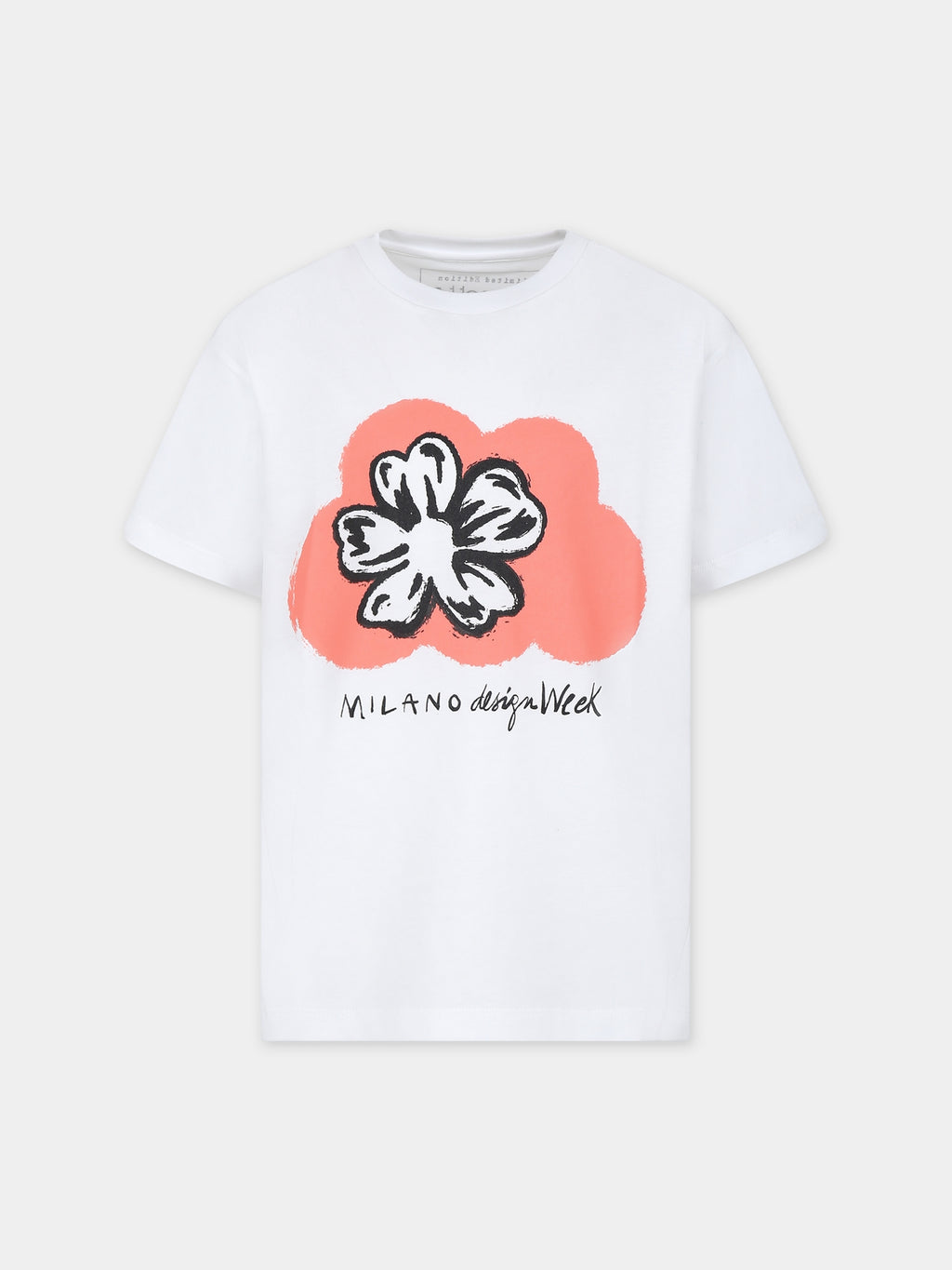 T-shirt bianca per bambina con nuvola arancione