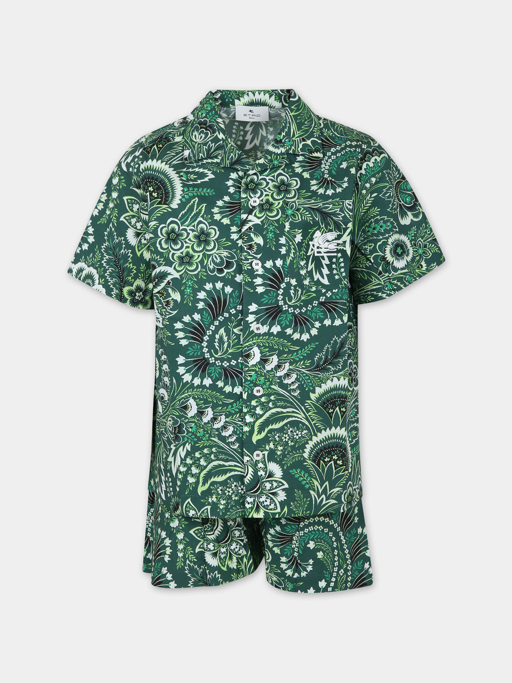 Green suit for boy with paisley pattern