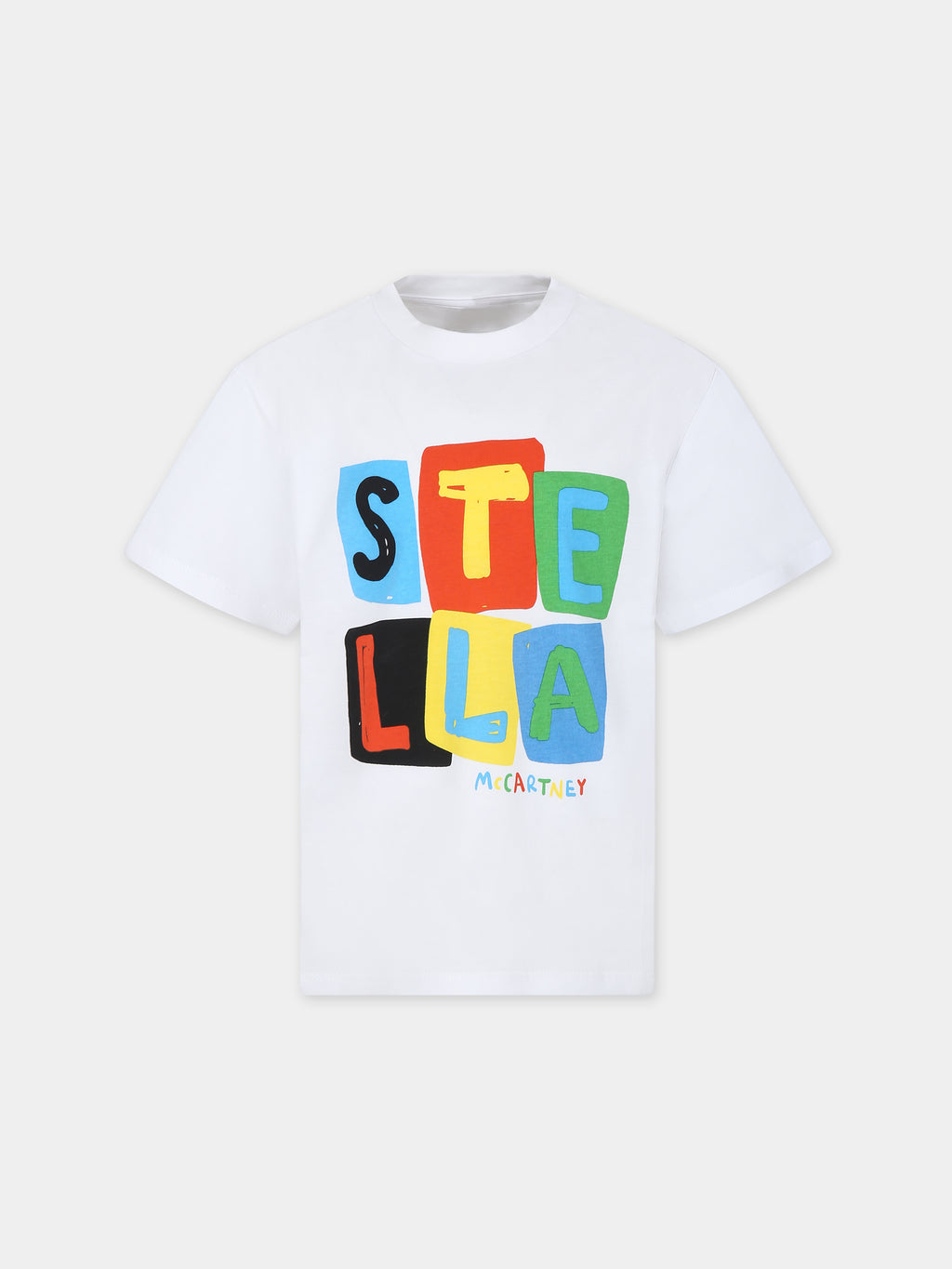 White t-shirt for boy with logo print