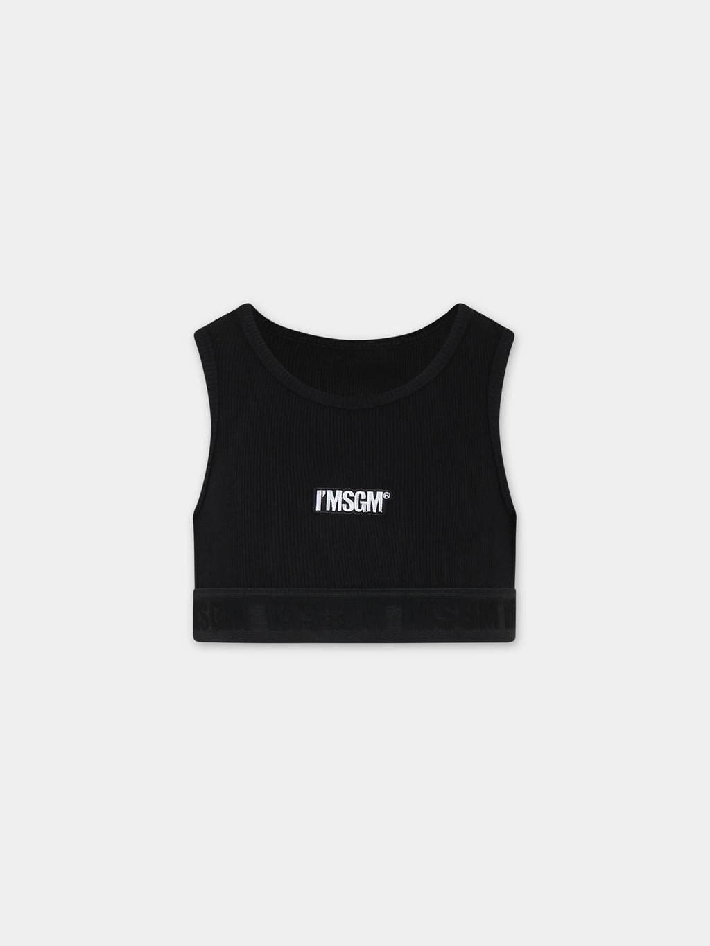 Black crop top for girl with logo