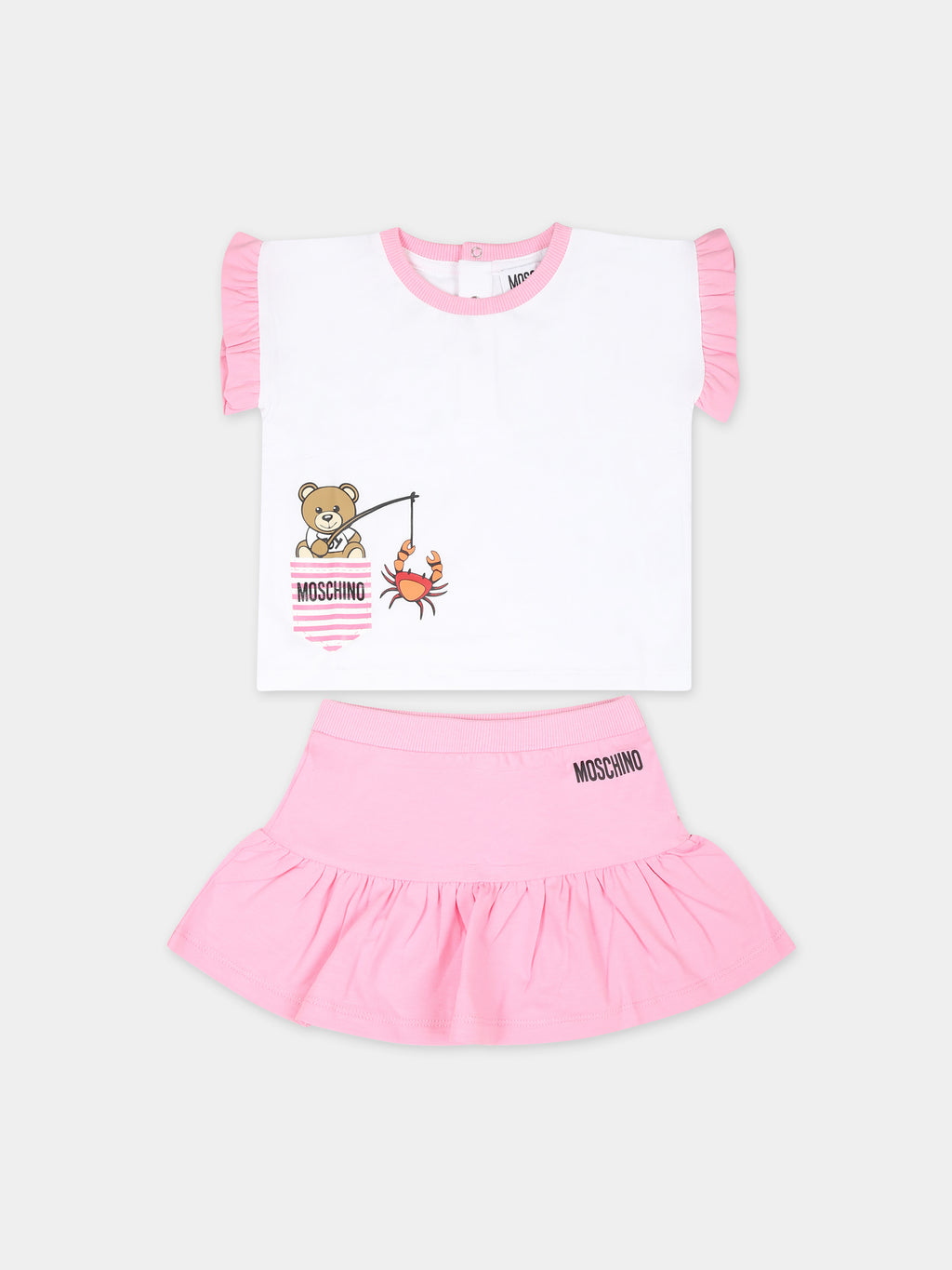 Pink suit for baby girl with Teddy Bear