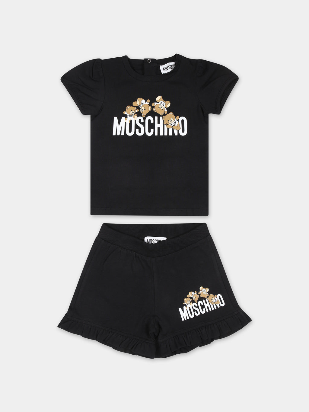 Black suit for baby girl with Teddy Bears and logo