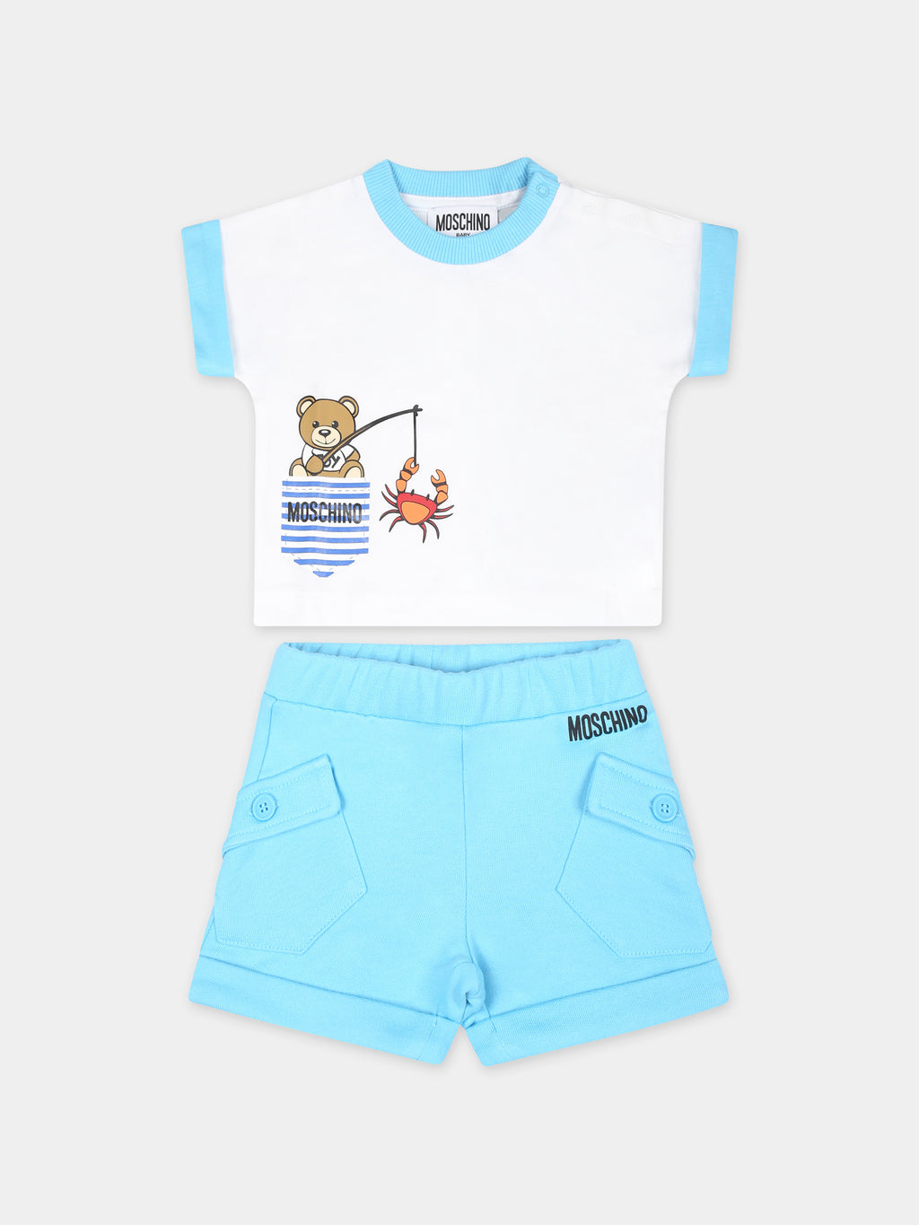 Ensemble bleu ciel pour bébé garçon avec Teddy Bear