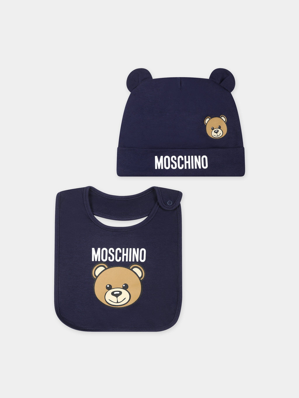 Blue set for baby boy with Teddy Bear and logo