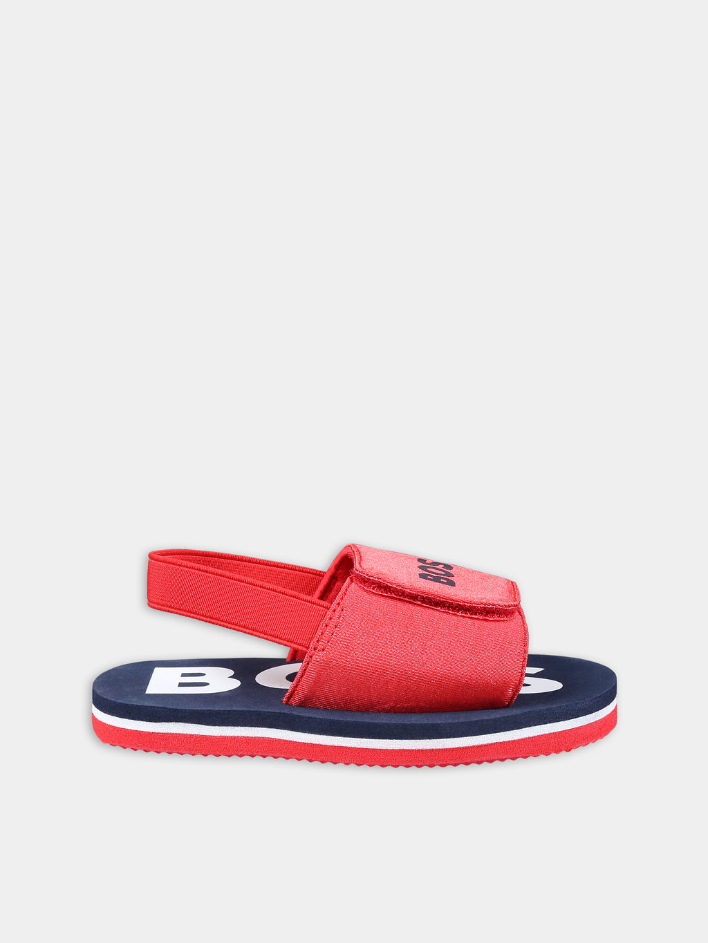 Red sandals for boy with logo