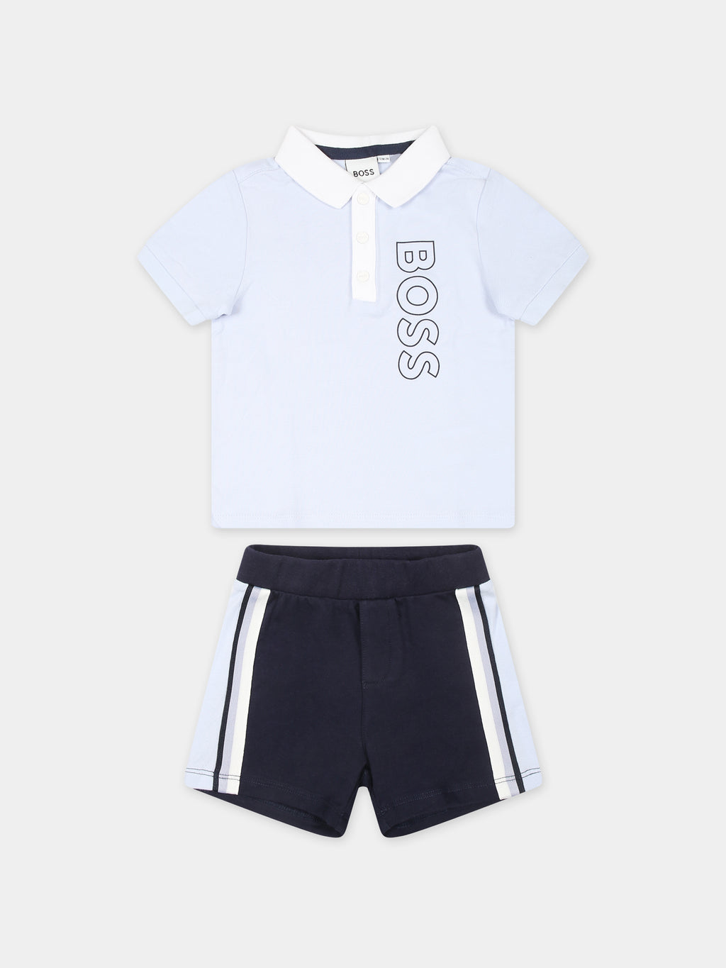 Light blue suit for baby oy with logo