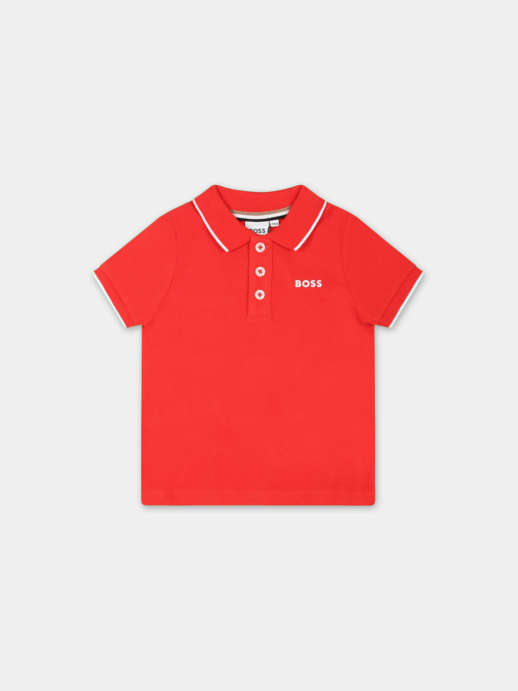 Red polo shirt for baby boy with logo