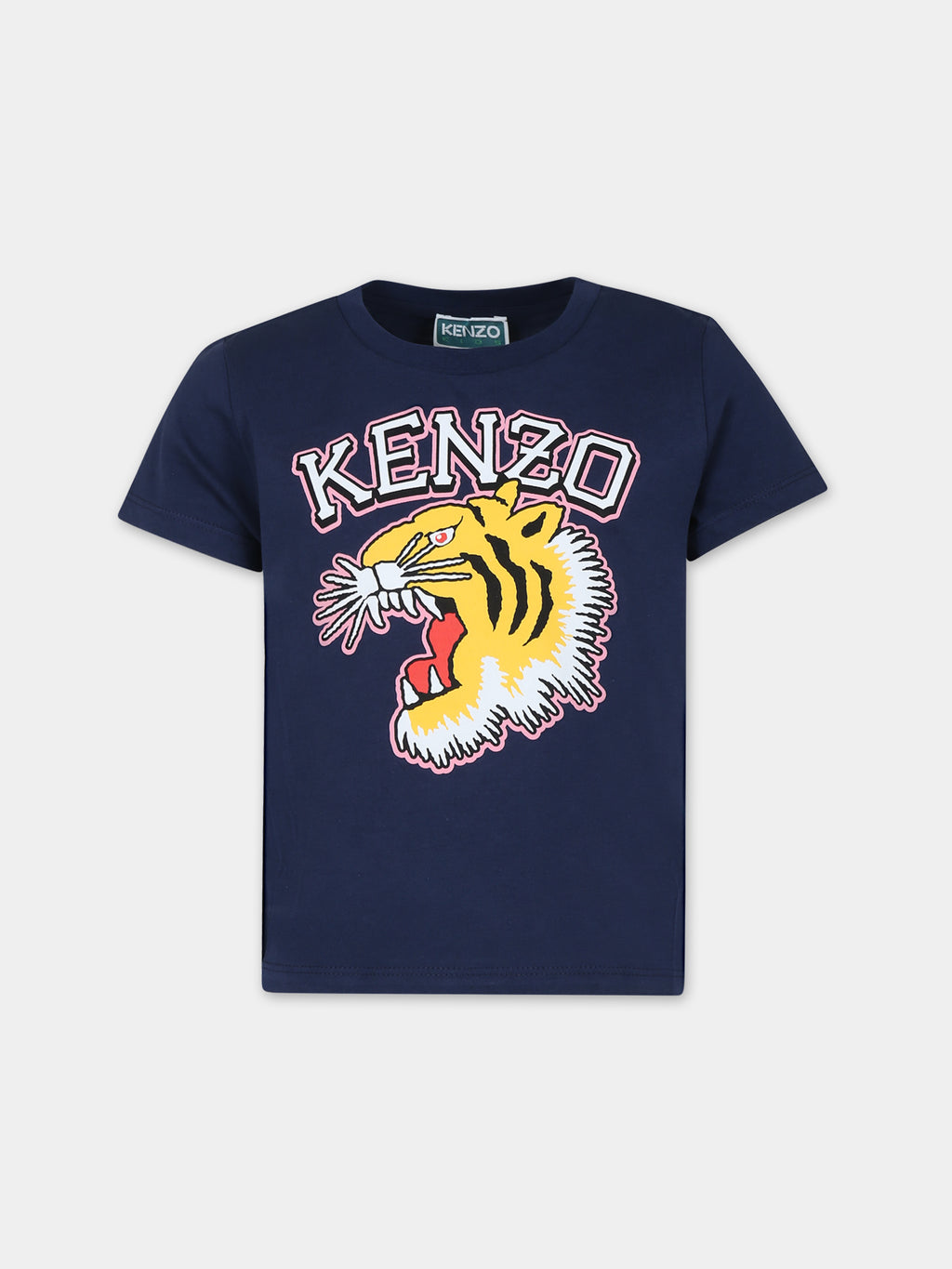 T-shirt bleu pour fille avec tigre emblématique et logo