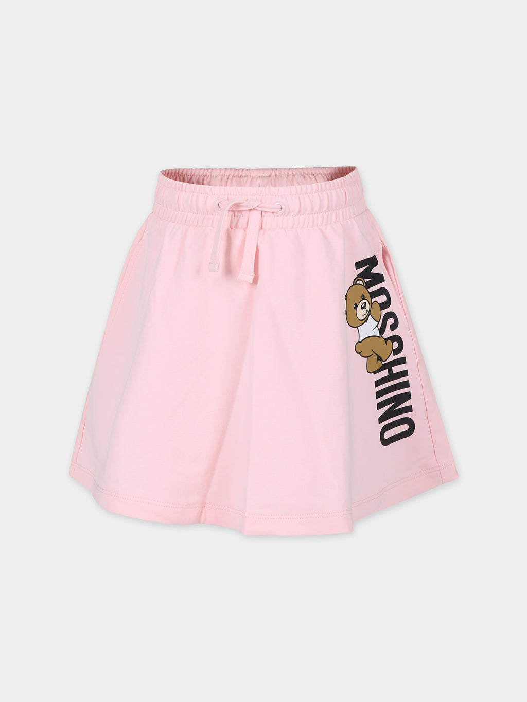 Pink skirt for girl with Teddy bear and logo