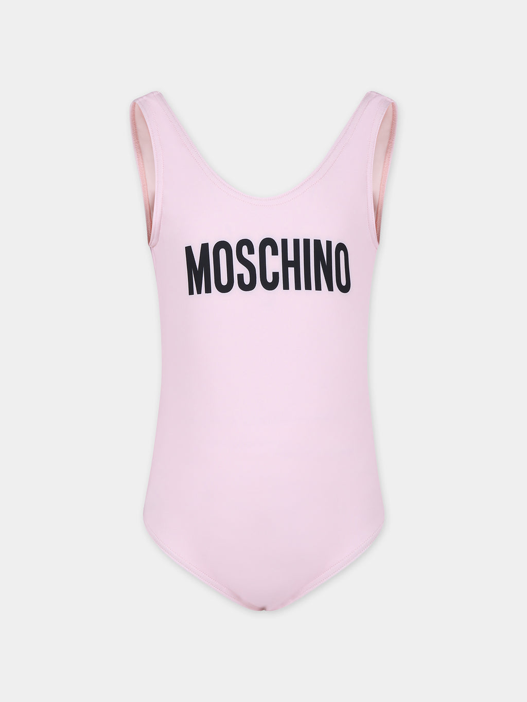 Pink swimsuit for girl with logo