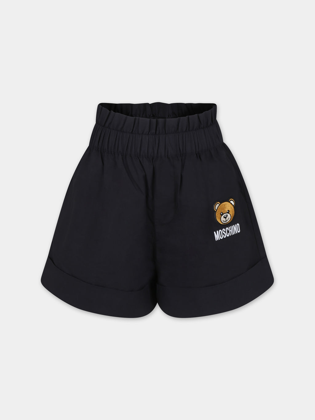 Black shorts for girl with Teddy Bear and logo