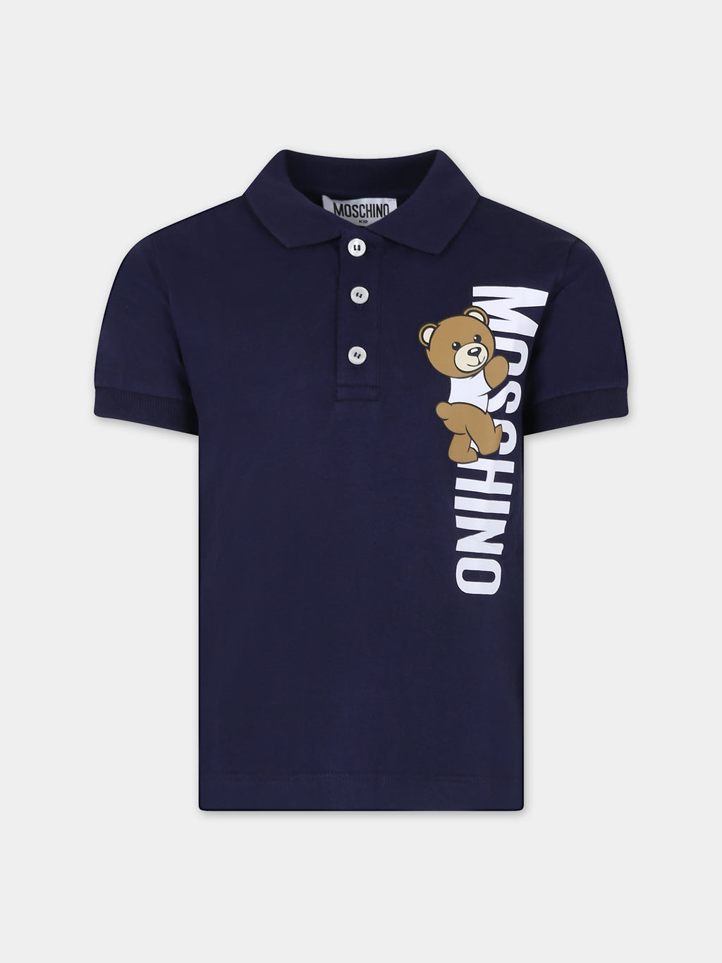 Polo bleu pour garçon avec Teddy Bear et logo