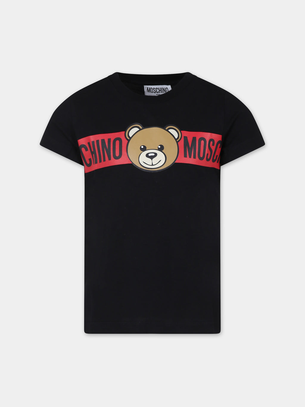 Black t-shirt for kids with Teddy Bear and logo