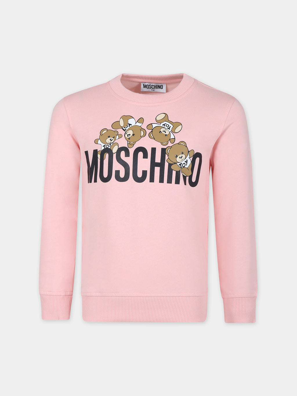Pink sweatshirt for girl with Teddy Bear and logo