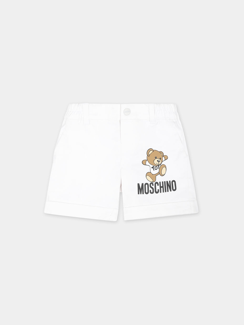 Short blanc pour bébé garçon avec Teddy Bear et logo