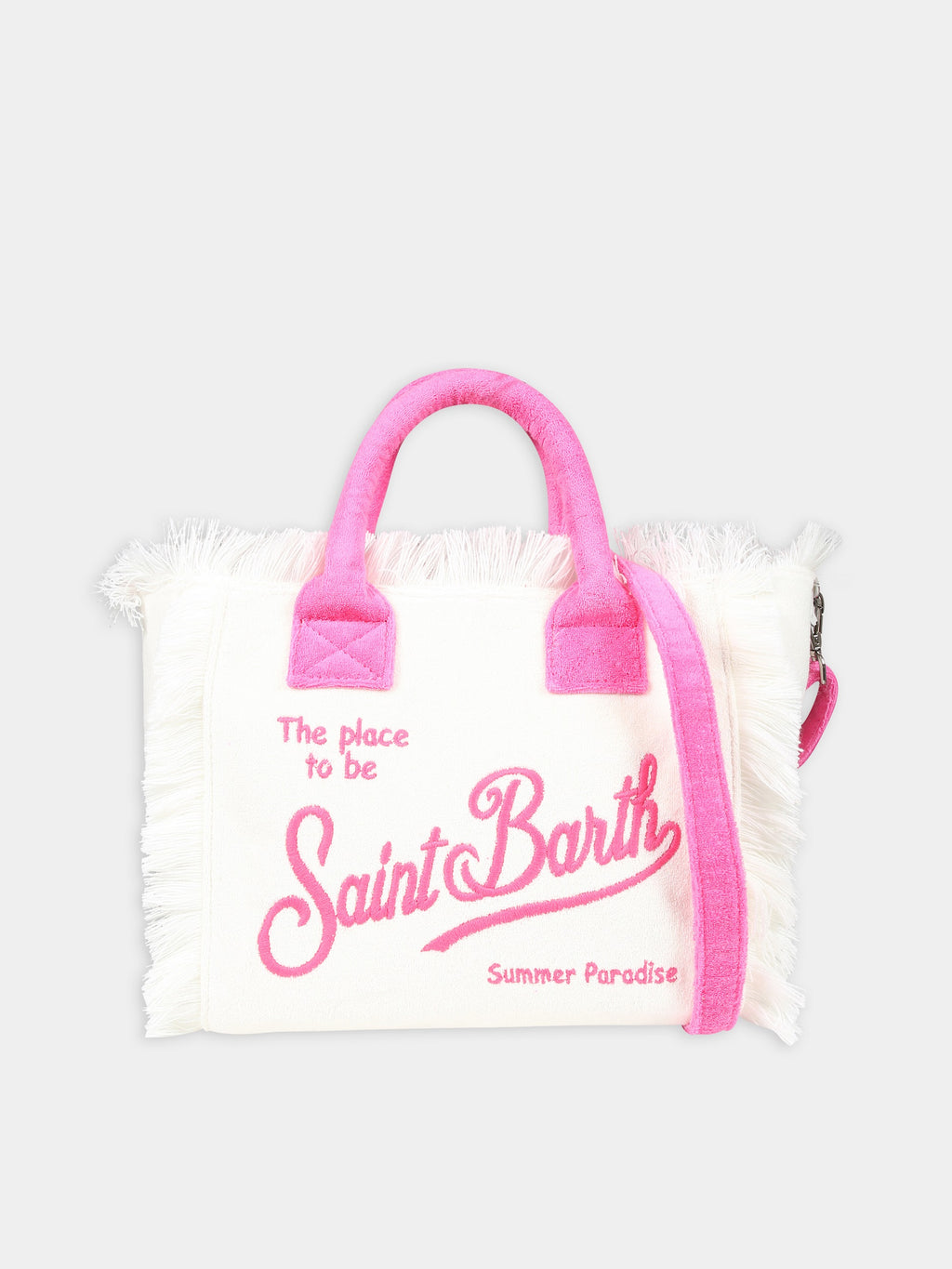 White beach bag for girl with logo