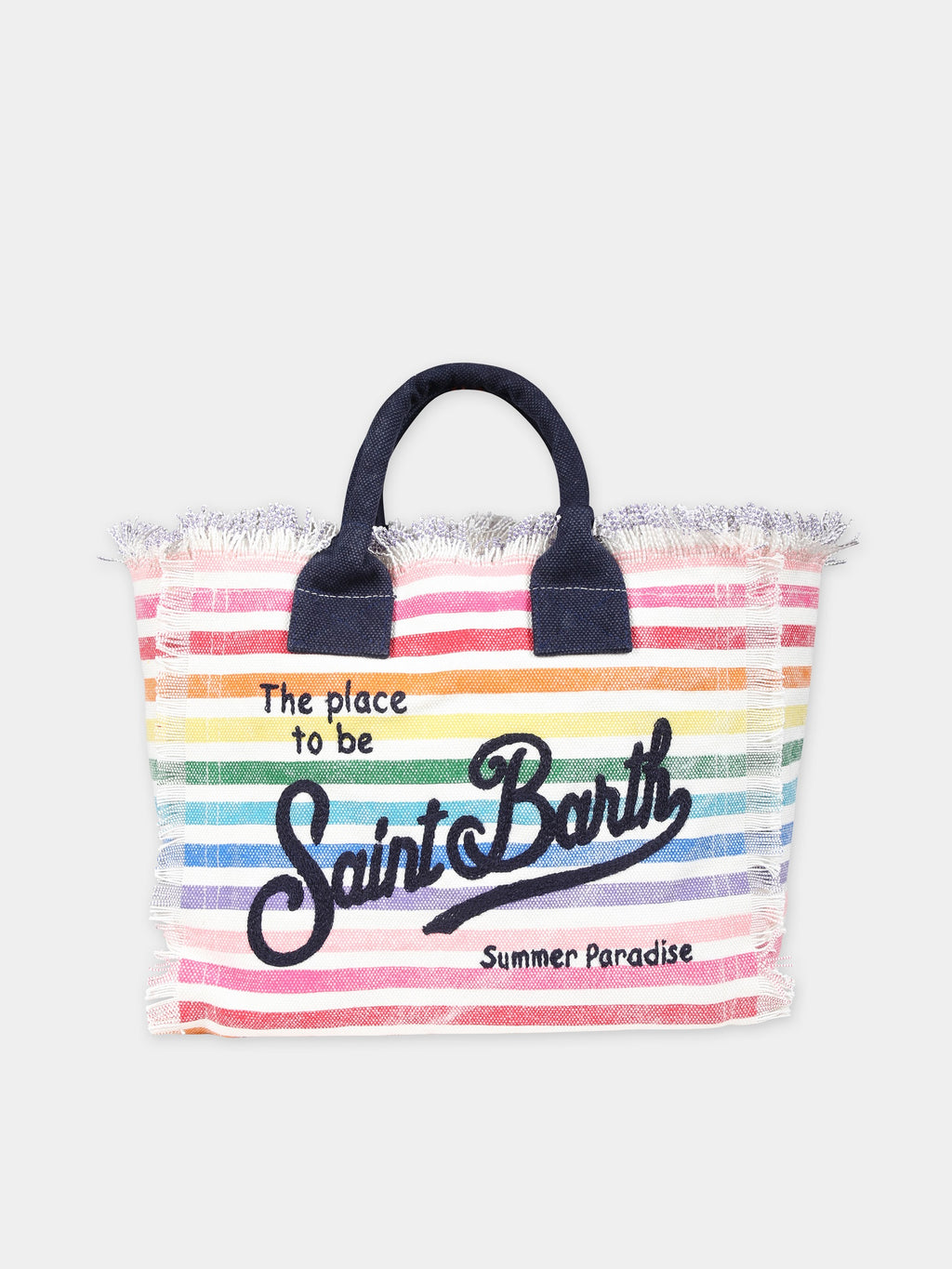 Multicolor beach bag for girl with logo