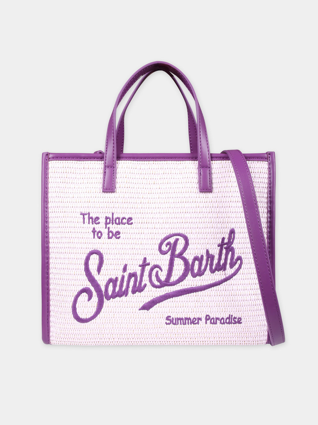 Purple beach bag for girl with logo